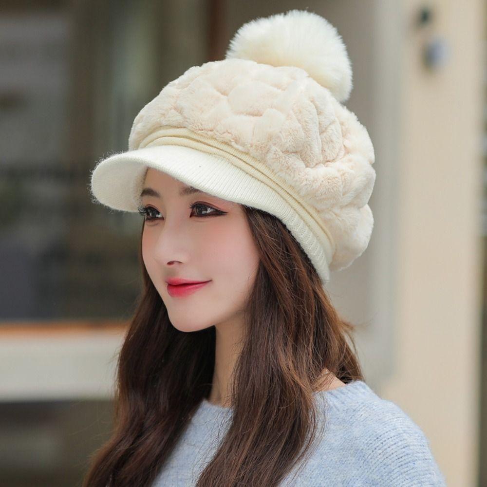Soft Duck Tongue Cap Fluffy Plush Winter Hat Fashion Visors Hat  Women Girl