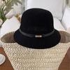 PU Leather Belt Women Sunscreen Hats Wide Brim Outdoor Straw Hats Korean Summer Bucket Hats  Beach