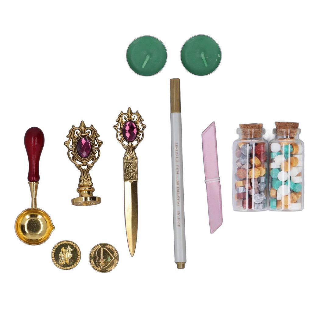 Wax Stamp Kit European Retro Stamp Hand Account Envelopes Paint Sealing Wax Kit Gift Earth Box Decoration