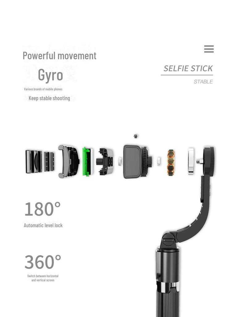 Bluetooth Selfie Stick with Stabilizer, Anti-Shake, LED Fill Light, and Mini Handheld Gimbal Tripod for Vlogging