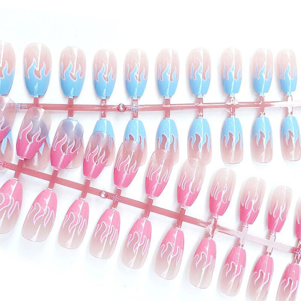 24Pcs Ballerina Acrylic Beauty Tools Full Cover Coffin Fake Nails Flame False Nail Tips Manicure