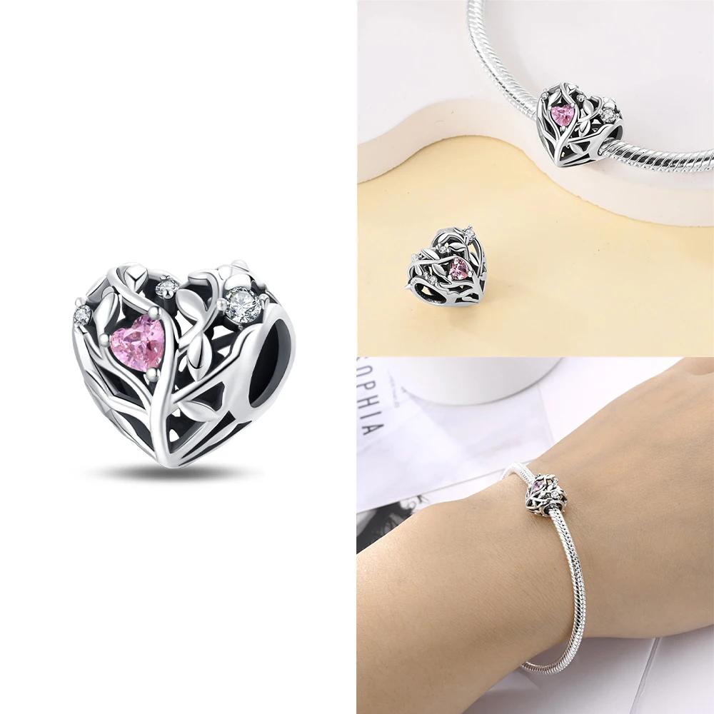 Copper Heart Shaped Guardian Color Romantic Retro Butterfly Charms Beads Fit 3Mm Original Bracelets Diy Jewelry Gift