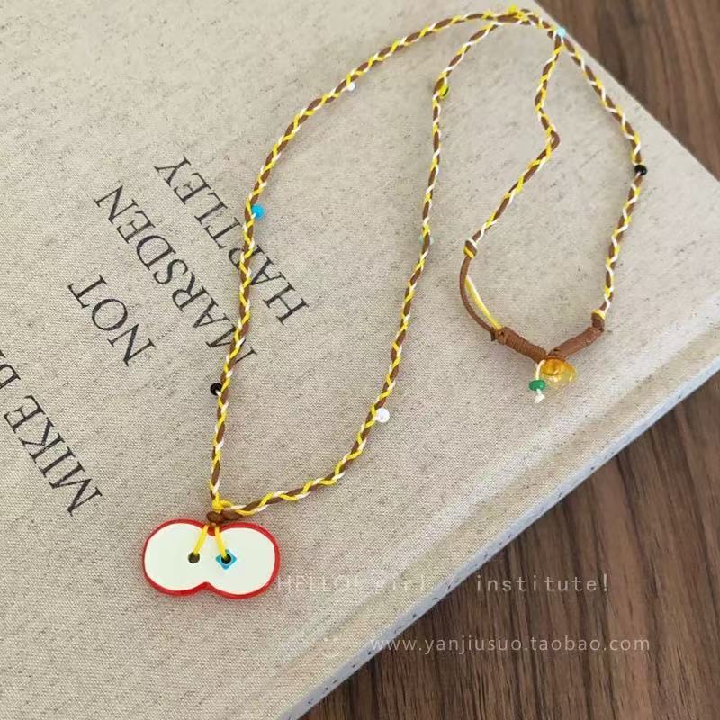 Мультяшное милое яблоко любовь щенок разноцветное плетеное ожерелье женская летняя длинная цепочка для свитера аксессуары