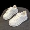 Толстая подошва, увеличивающая рост, летние тонкие дышащие женские туфли, кожаные маленькие белые туфли, весна и осень, новые повседневные спортивные туфли, обувь для скейтбординга
