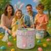 Empty Design Easter Basket Embroidered Rabbit Basket Bunny Theme Easter Bucket  Kids Gift