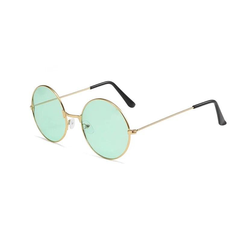 Ретро маленькие круглые солнцезащитные очки в стиле хиппи, модные круглые солнцезащитные очки в металлической оправе, очки для дискотек, яркие цвета, линзы для женщин и мужчин