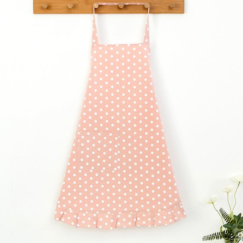 Cute Japanese Style Polka Dot Apron: Breathable, Hanging Neck, Waterproof & Oil-Proof for Kitchen.