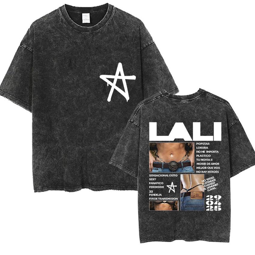 Lali Esposito Estadio Velez Tour  Vintage Washed T Shirts Men Womens Casual Fashion Oversized Tshirt Fans Gift Streetwear