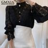 GMXIA Женская Мода Повседневный Однотонный Принт Длинный Рукав Досуг Блузки и Рубашки