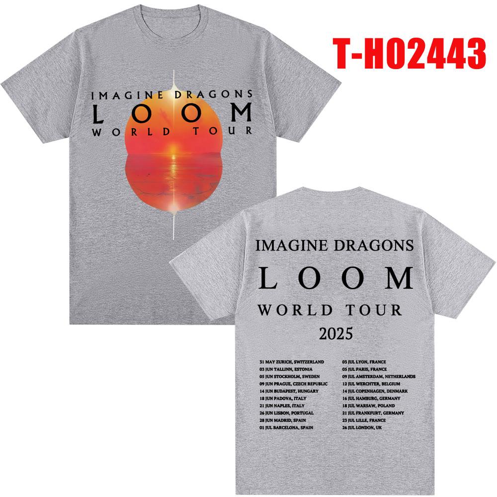 Imagine Dragons Футболка с принтом Loom Tour Мужская Женская Модные Хип-Хоп Футболки 100% Хлопок Оверсайз Популярные Футболки