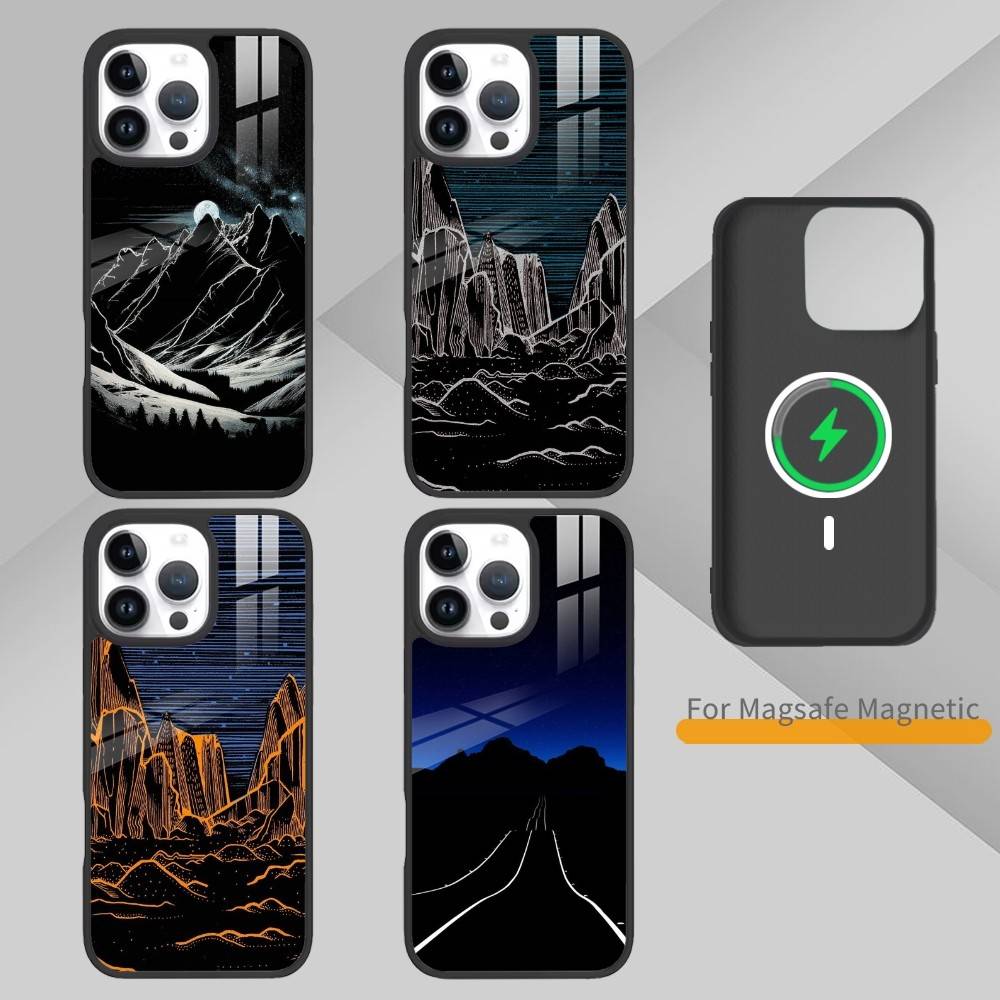Dark Space Astrology Mountain Phone Case For iPhone 14,16,15,13,17,12,Plus,Pro,Max Magnetic For Magsafe Frosted Cover