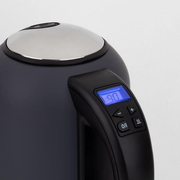 Bouilloire H.KOENIG BOE52 - Capacité 1,7 L - Température réglable 40 à 110°C - Ecran LCD - Gris mat