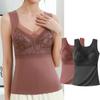 Women's Thermal Underwear Vest Winter Fleece Lined Shirts with Built In Bra Sleeveless Lace Warm Camisole Base Layer