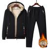 Men's Winter Fleece Lined Lambswool Coat and Pants Set - Outdoor Casual Sportswear, Plus Size Available