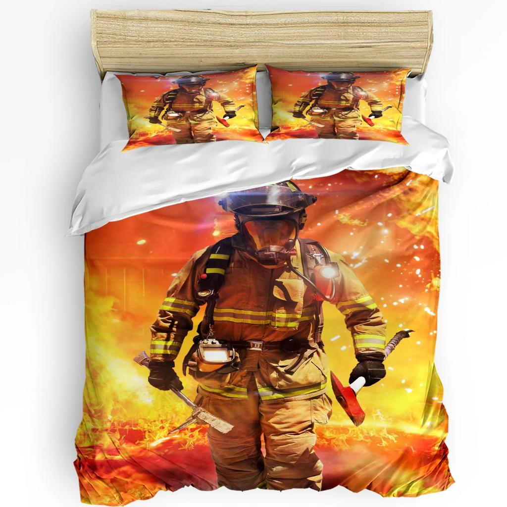 Firefighter Tool Flame Duvet Cover Bed Bedding Set For Double Home Textile Quilt Cover Pillowcases Bedroom Bedding Set No Sheet