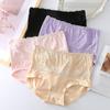 Женские трусики с высокой талией, кружевные женские трусики большого размера, однотонные треугольные брюки с высокой талией, нижнее белье, трусы