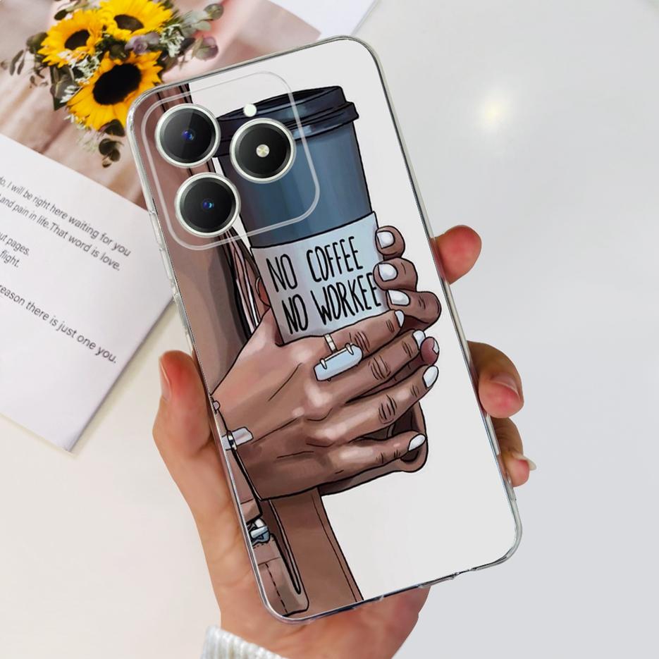 Чехол для Realme C61 Чехол для Realme C63 Милый Кот Мультяшный Расписной Чехол Мягкий Силиконовый Чехол для Телефона Для Realme C61 RealmeC61 RealmeC63 Fundas