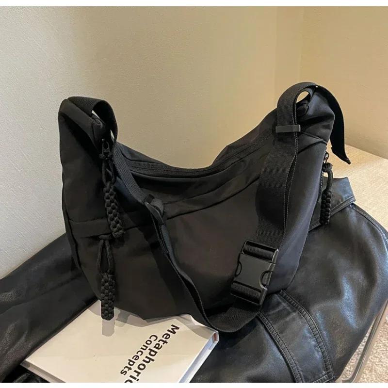 Повседневная сумка через плечо с нейлоновой молнией, прошитая строчкой, женская сумка через плечо, большая вместимость, высокое качество, универсальная