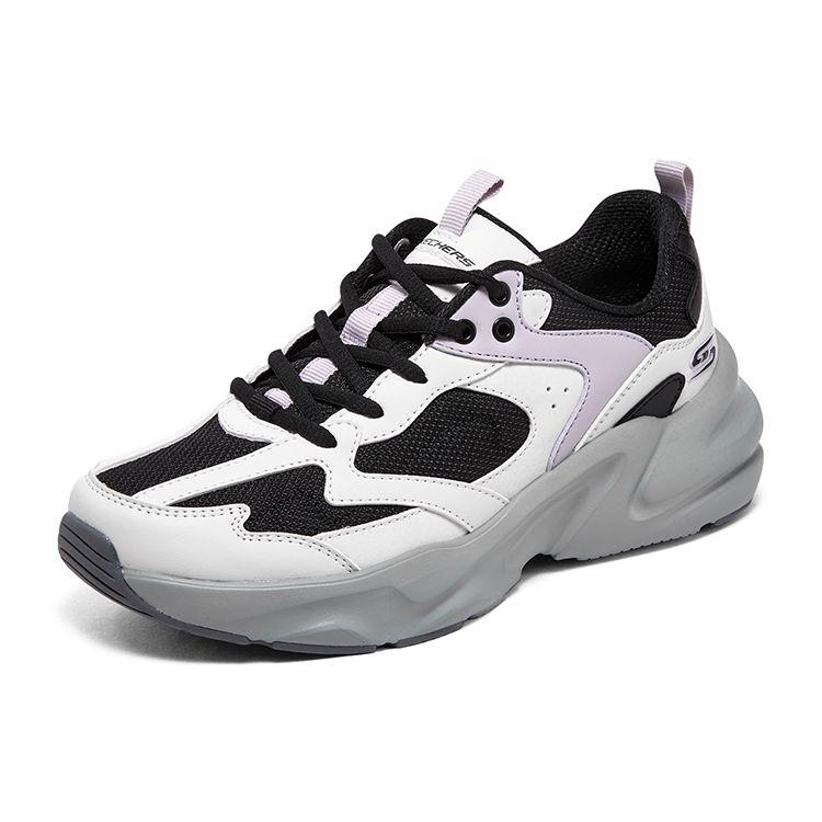 Skechers DLites Comfort Легкие Повседневные Кроссовки Низкие Женские Белый Черный Фиолетовый 117365-BKMT