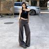 '' Slimming Flared Knit Pants Women Black Loose Casual Trousers Snow Fabric