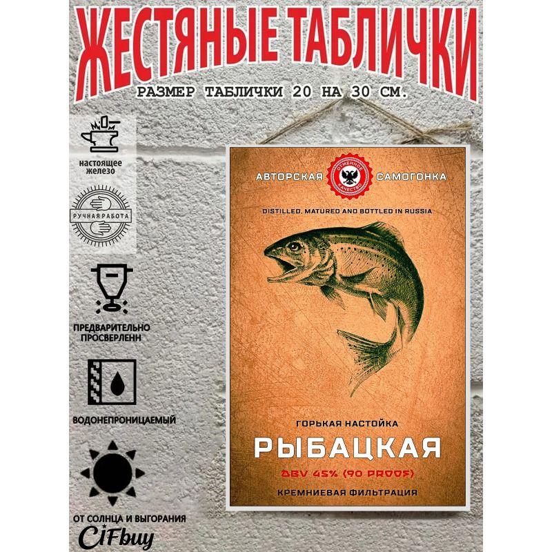 Винтажная металлическая табличка для рыбалки 20x30см Декор из жестяной пластины