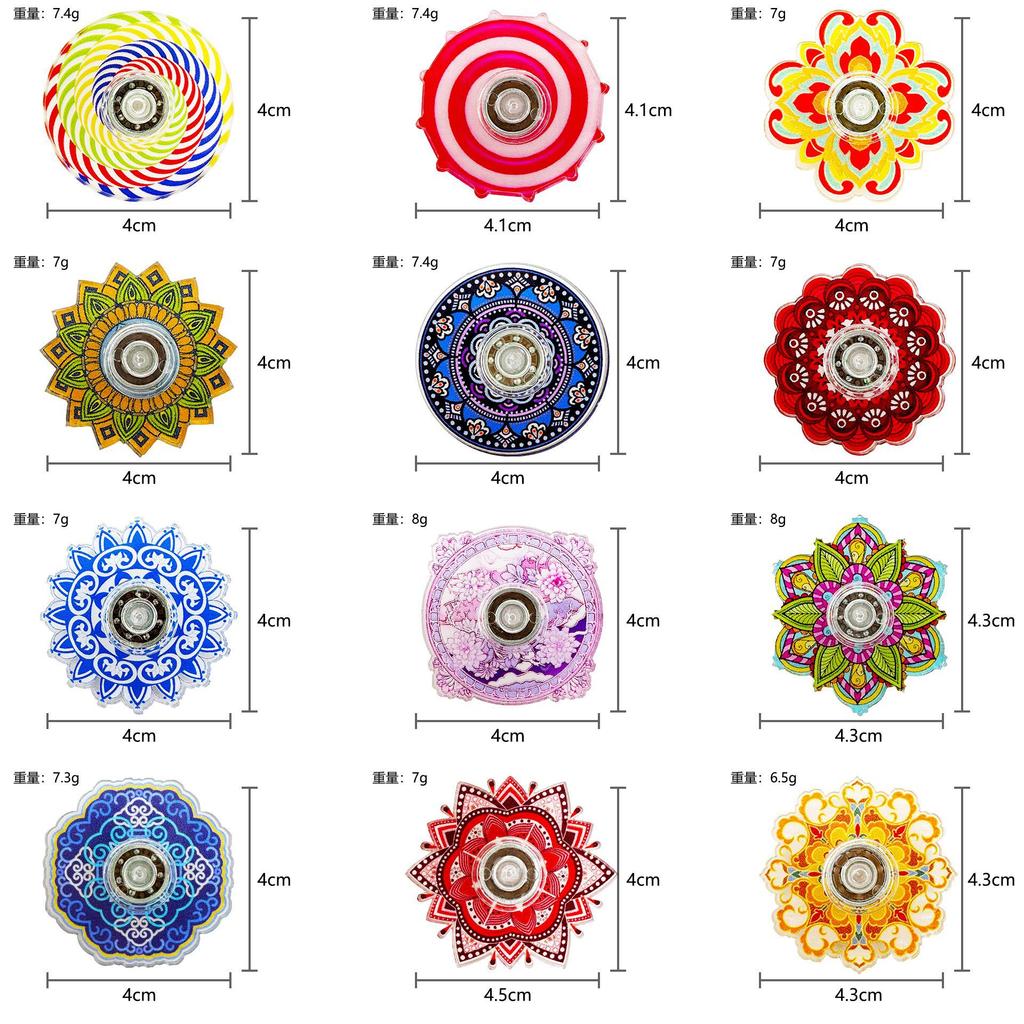 6PCS Colorful Mandala Pattern Small Portable Fidget Spinners Bulk Fun Kids Birthday Party Favors Anxiety ADHD Stress Relief Toy