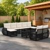 Garden Sofa Set 10 Pieces Black and Cream White Poly Rattan