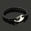 Punk Retro Metal Lobster Buckle Bracelet for Men Handmade Braided Leather Wax Rope Unisex Gift Daily Party Zircon Accessories