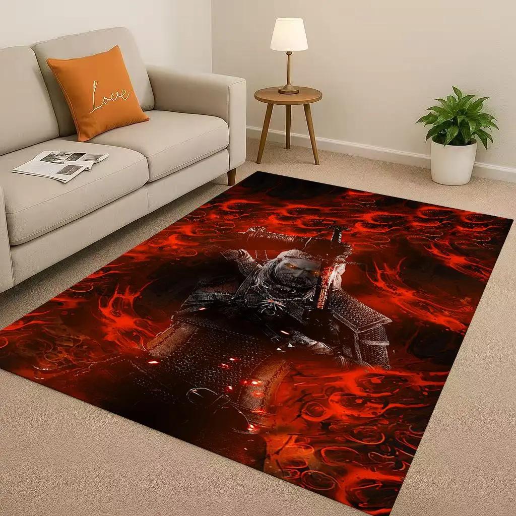 HD The W-Witcher Game Geralt Gamer Cartoon Living Room Non-Slip Area Rug Carpet For Bedroom Playroom Sofa,Home Doormat Kid Gift