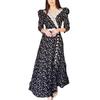 2024 Autumn Women's Korean Style Polka Dot Color Block Elegant Long Dress