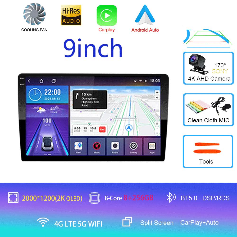 Android 14 2din Car Radio Multimedia Player 9 Inch Carplay For Toyota Volkswagen Hyundai Kia Renault Nissan Honda Lad WIFI+4G