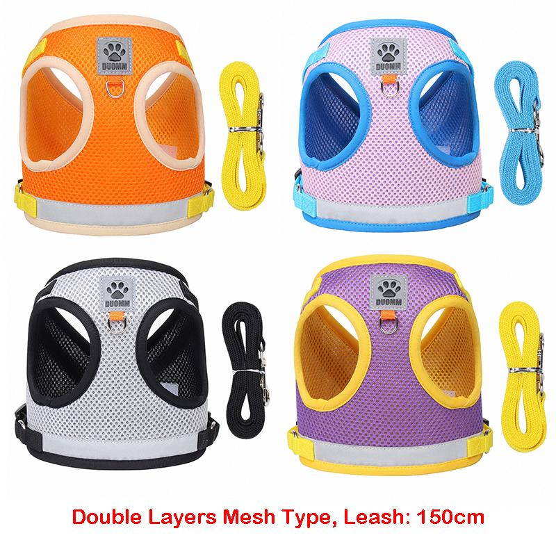 Pet Vest Harness Leash Set Reflective Safety Dog Chest Strap Pug Chihuahua Bulldog Harness Puppy Training Walking