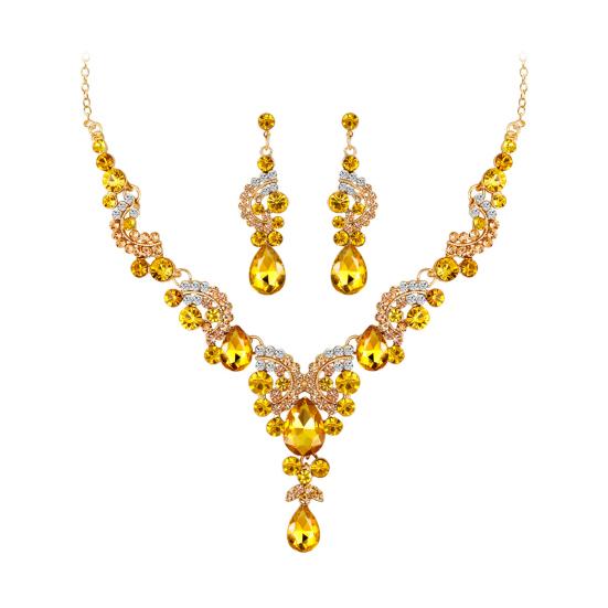 Мода свадьба искусственный кристалл горный хрусталь декор ожерелье серьги комплект ювелирных изделий