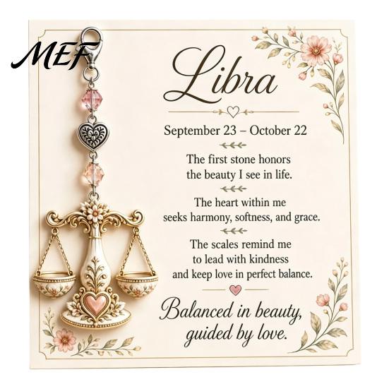 12 Star Sign Keychain Zodiac with Keepsake Card, Inspirational Pendant, Backpack Handbag Purse Charm, Gift for Men Women Pendant
