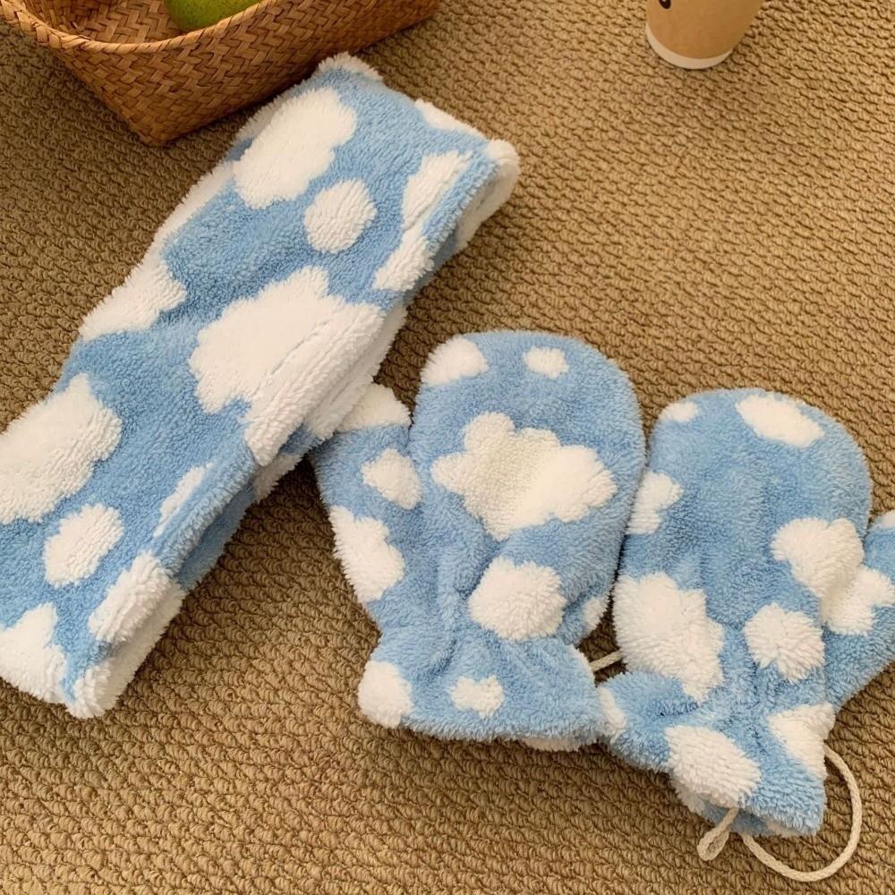 Polyester Plush Mitten Gloves Neck Lanyard Cold Proof Gloves Cozy Windproof Winter Gloves Girls