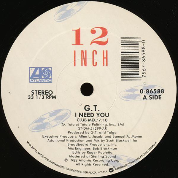 12inch Record G.T. - I Need You 086588 Atlantic 1988 US Dance & Electronica Used