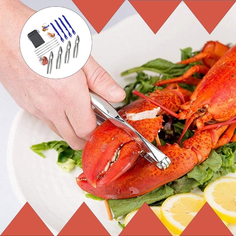 Набор инструментов из сплава для морепродуктов с мешочками для хранения для крабов, лобстеров, раковин, для подготовки, обработки и подачи