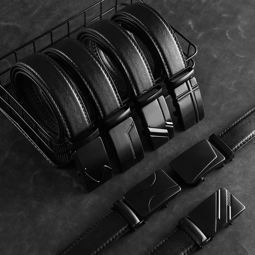 Модный поясной ремень Высококачественный ремень из ПУ кожи Мужской ремень Ремень с автоматической пряжкой-трещоткой