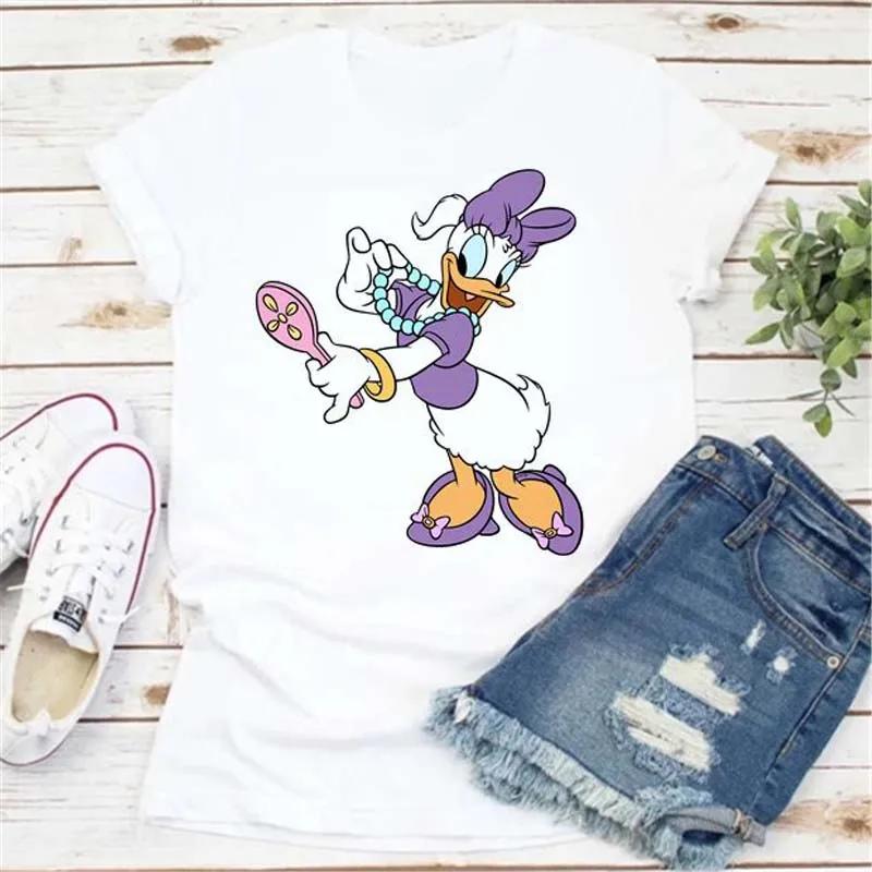 Kawaii Tee Cartoon T Shirt Daisy Duck Print T-shirt Clothes Fashion Short Sleeves Girl Top Casual Shirts Unisex
