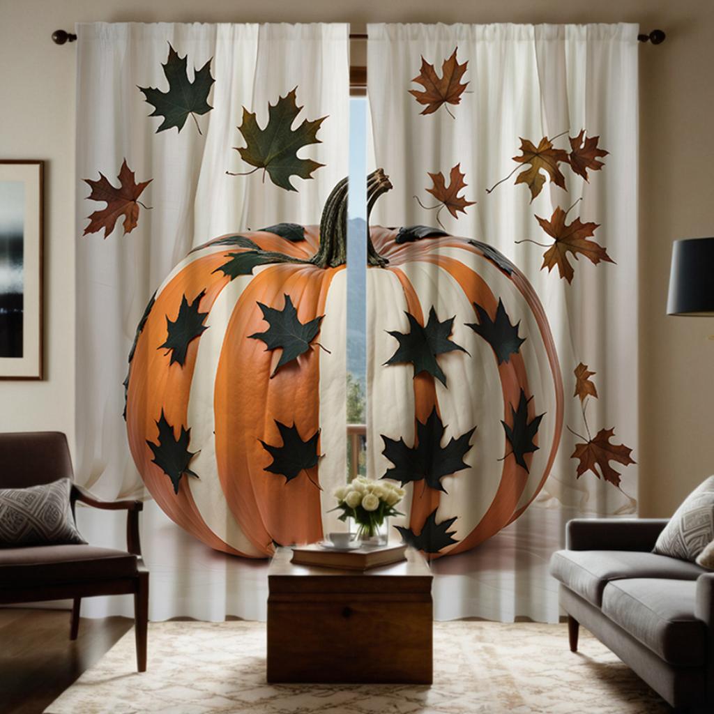2 шт. HD Кленовый лист в виде тыквы на День благодарения декоративная занавеска Белая занавеска с цифровой печатью в стиле домашнего декора Украшенная гостиная