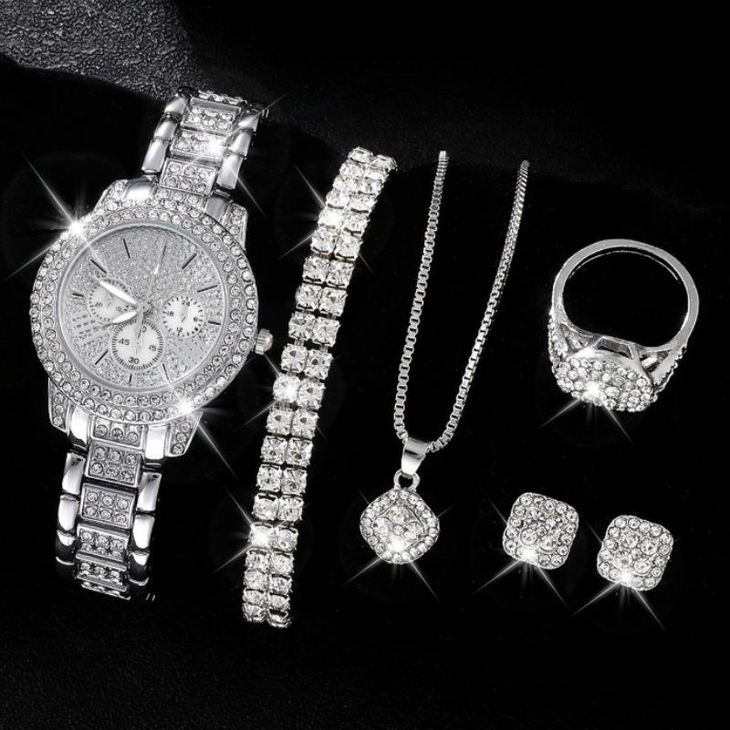 Watchwomen5Pcs Ladies Watch Set Diamond Watch Women'S Watch Fashion Roman Quartz Watch