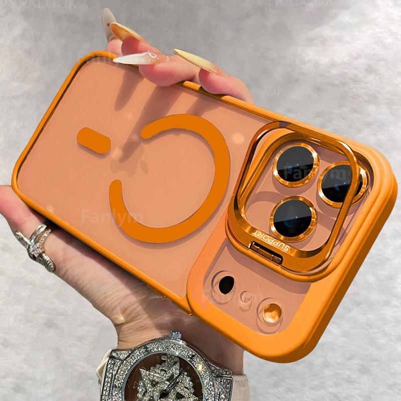Чехол для телефона с защитой камеры для iPhone 17 16 15 14 13 12 11 Pro Max Plus Air с держателем MagSafe, прозрачная магнитная матовая крышка