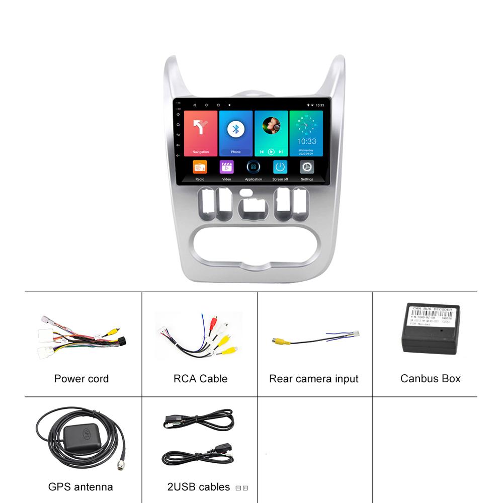 Автомобильное мультимедийное авторадио с Android 2 Din для Renault Logan 1 Sandero Dacia Duster 2009-2015, мультимедийная GPS-навигация Carplay, 2 + 32 ГБ