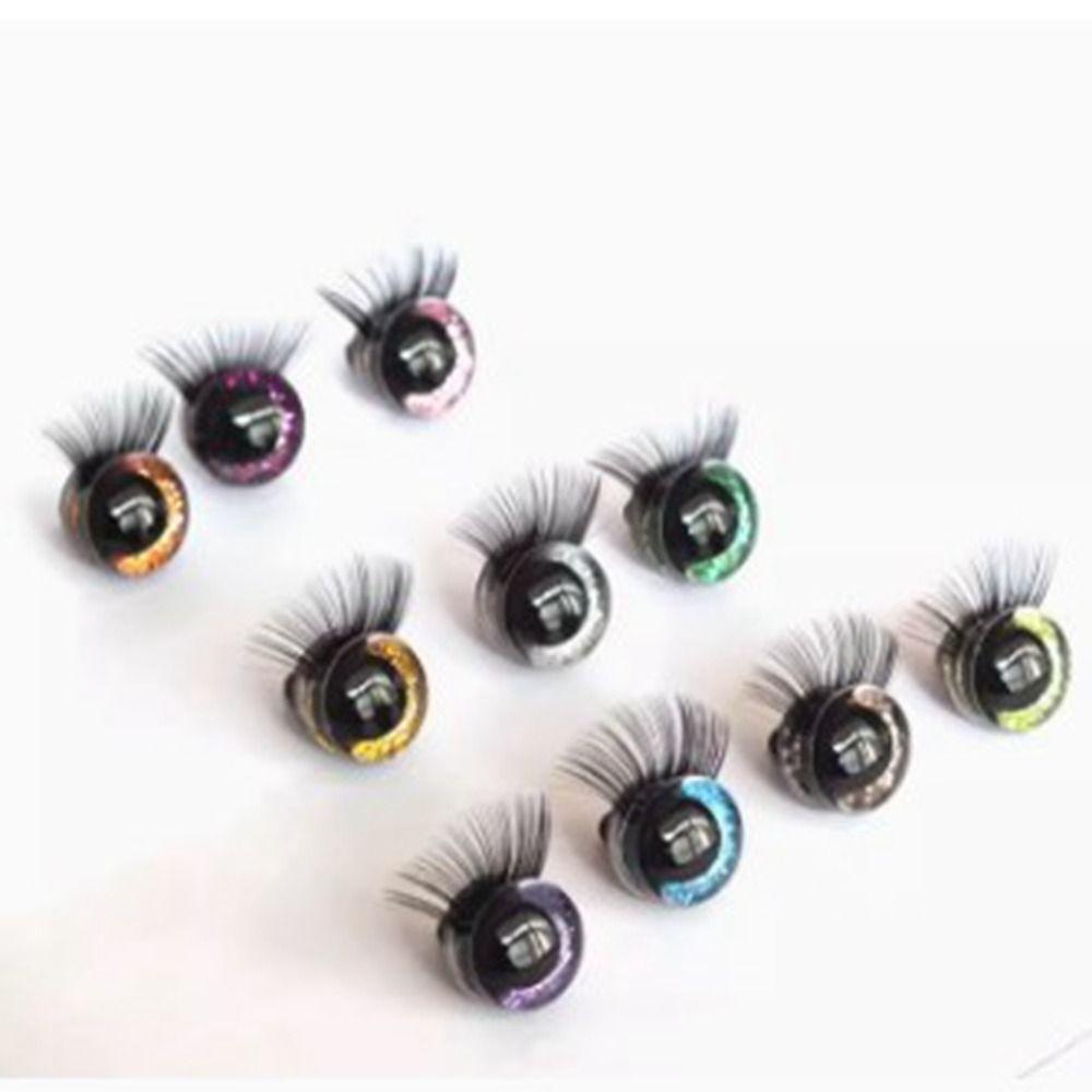 12mm Glitter Crystal Eyes 10 Colors Eyes with Eyelash High Quality Eyes Crafts Doll Accessories