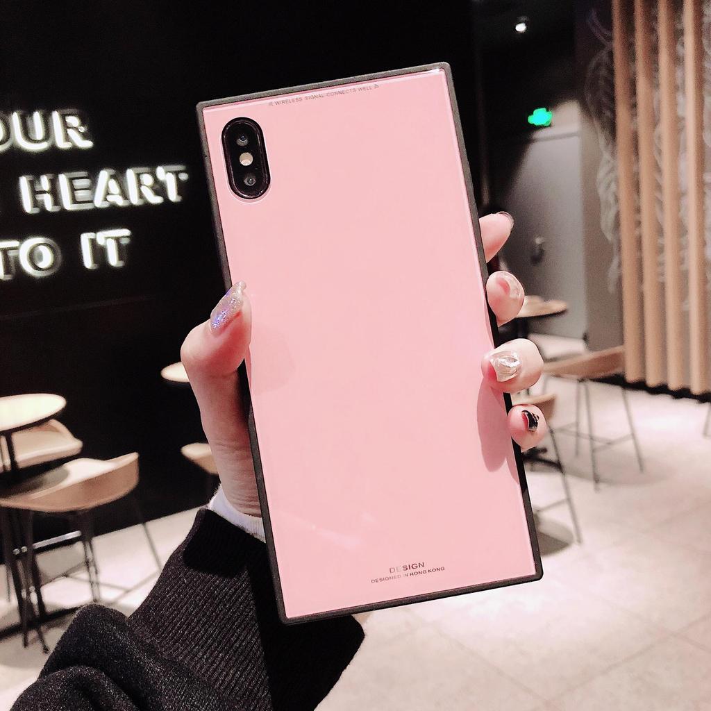 Квадратный защитный чехол для Apple 14 Pro/Max: Сплошной цвет, стеклянный корпус, полная мягкая защита 13 Pro под прямым углом