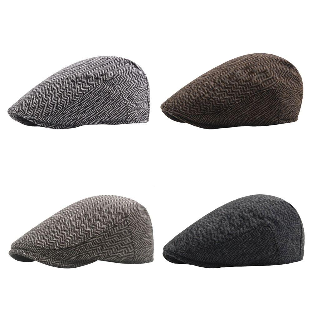Autumn Winter Vintage Men Beret Hats Warm Casual Newsboy Cap Big Size Adjustable Octagonal Cap Men
