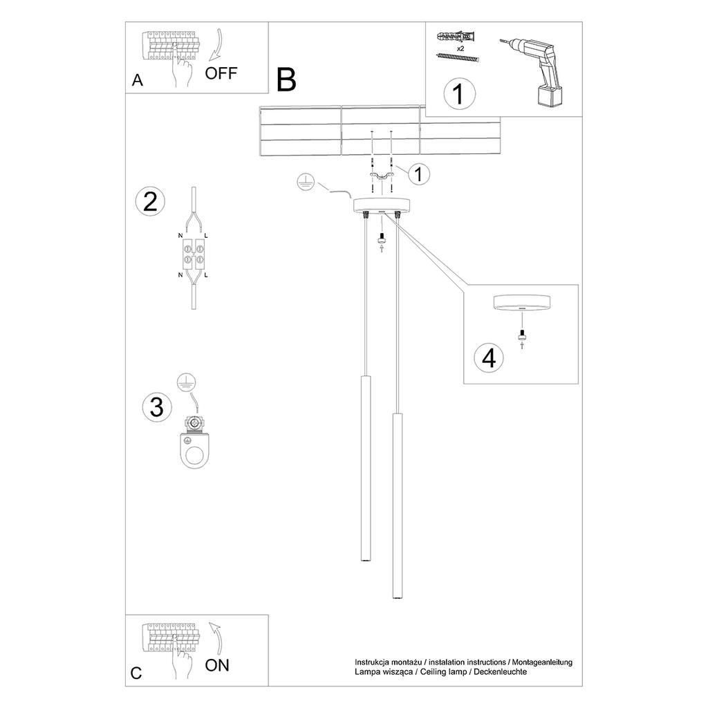 Lampa Wisząca Pastelo 2 G9 Czarny Sollux Sl.1304