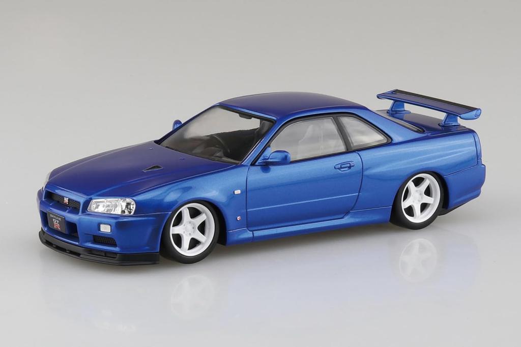 Aoshima Bunka Kyozai Rakupla Сборная модель-конструктор Nissan R34 Skyline с кастомными колесами Масштаб Пластиковый набор (АОСИМА) нет. 12CU-BB GT-R (Бэйсайд Блю) 1/32