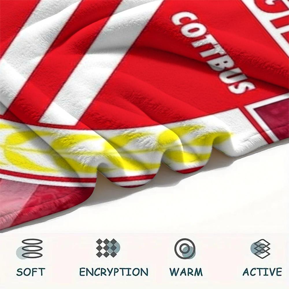 1PC Custom Name FC Energie Cottbus Patterned Flannel Blanket Suitable For All Seasons for Home Decor Warmth and Comfort Gifts Holiday Present