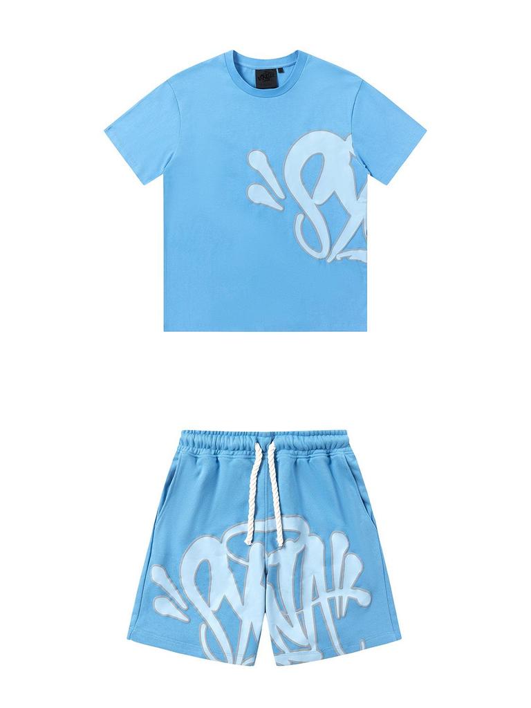 Летний хлопковый спортивный костюм Syna World: Свободная футболка с круглым вырезом и повседневные шорты